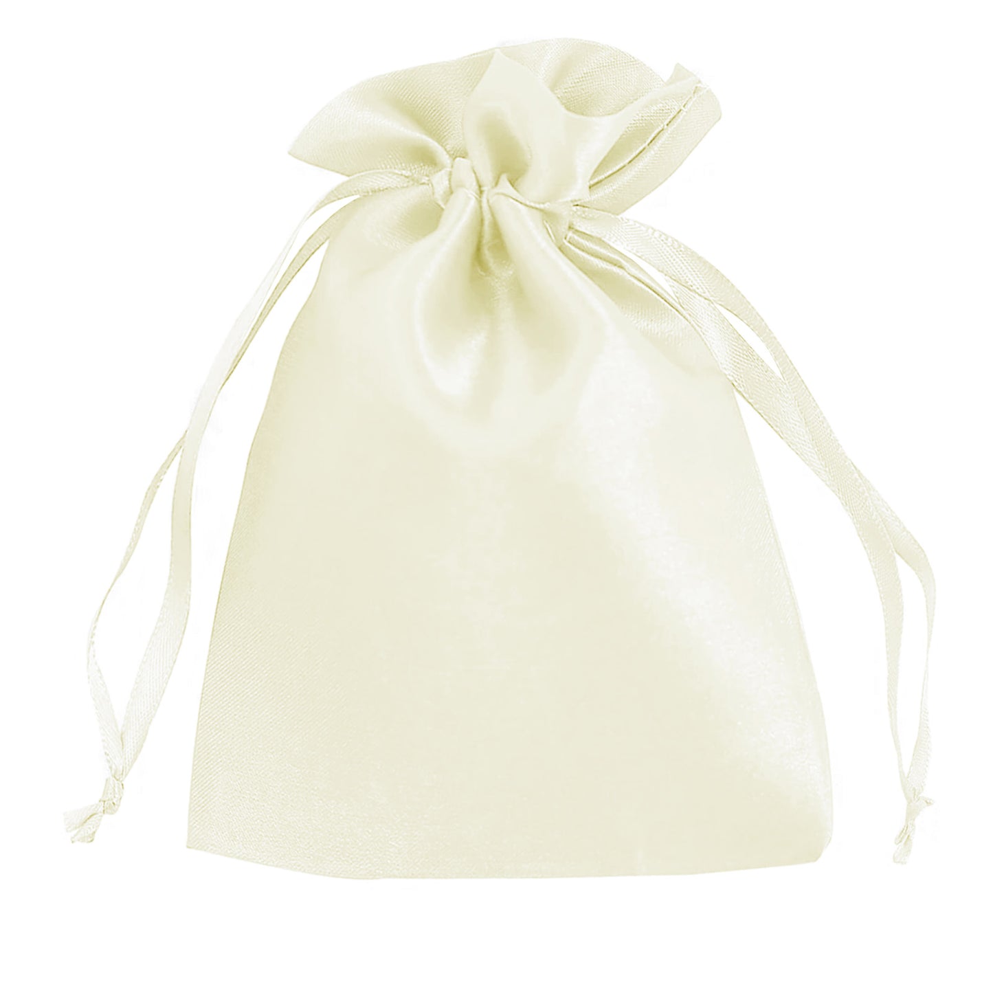 Cream satin drawstring wedding favor gift bag, 5"x7", 60 pack.