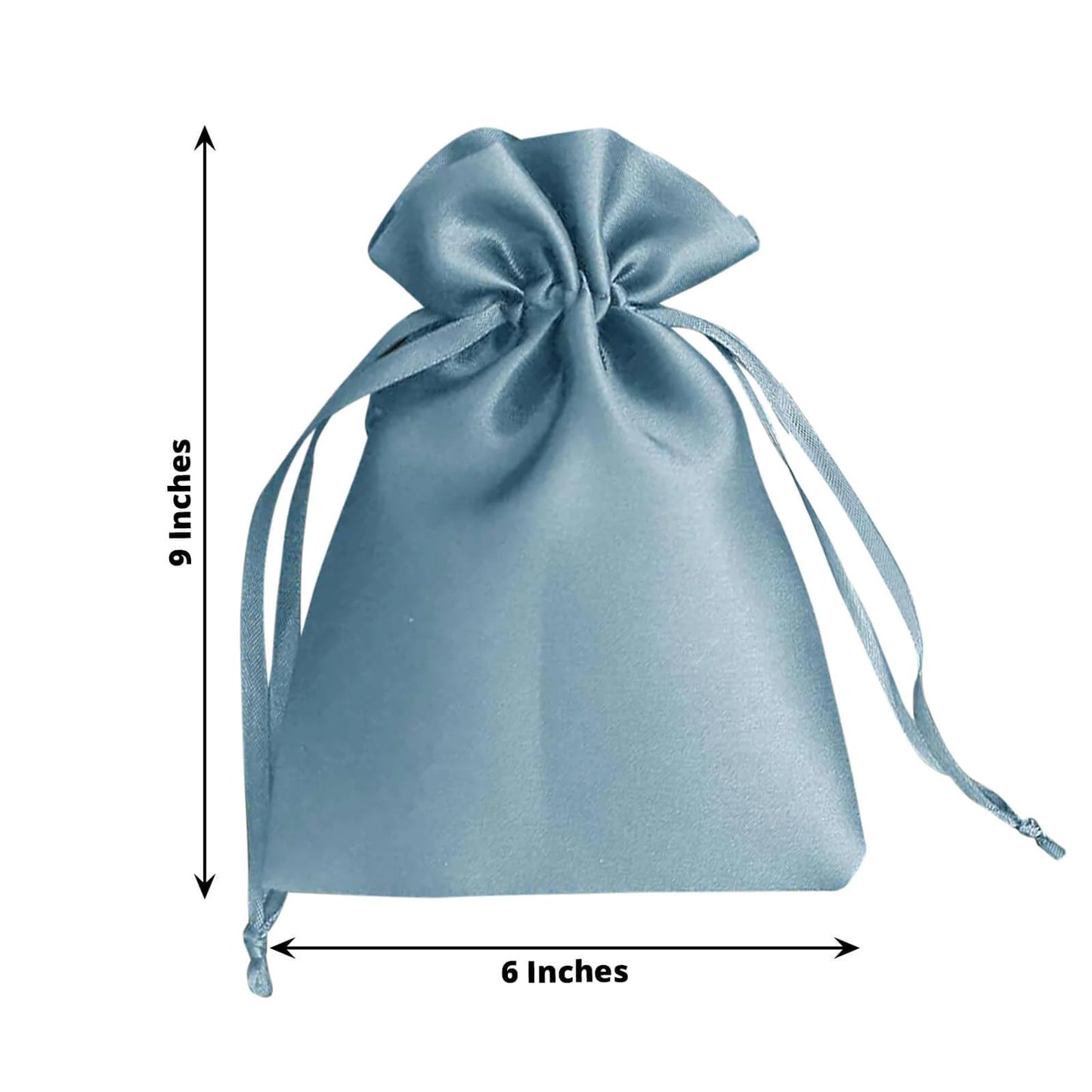 60 Pack 6"x9" Dusty Blue Satin Wedding Party Favor Bags, Drawstring Pouch Gift Bags