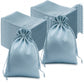 60 Pack 6"x9" Dusty Blue Satin Wedding Party Favor Bags, Drawstring Pouch Gift Bags