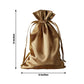 60 Pack 6"x9" Antique Gold Satin Wedding Party Favor Bags, Drawstring Pouch Gift Bags