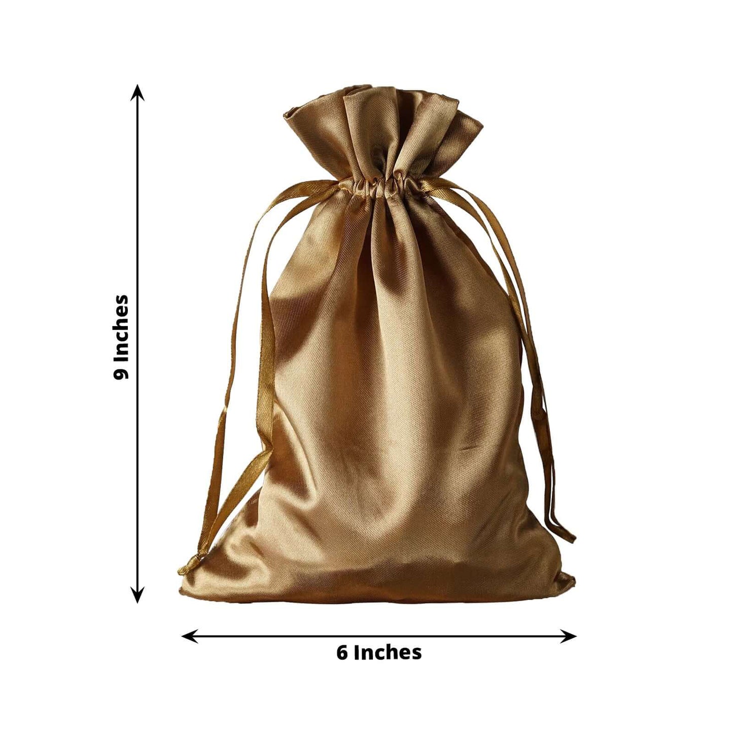 60 Pack 6"x9" Antique Gold Satin Wedding Party Favor Bags, Drawstring Pouch Gift Bags
