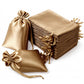 60 Pack 6"x9" Antique Gold Satin Wedding Party Favor Bags, Drawstring Pouch Gift Bags