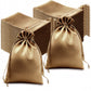 60 Pack 6"x9" Antique Gold Satin Wedding Party Favor Bags, Drawstring Pouch Gift Bags