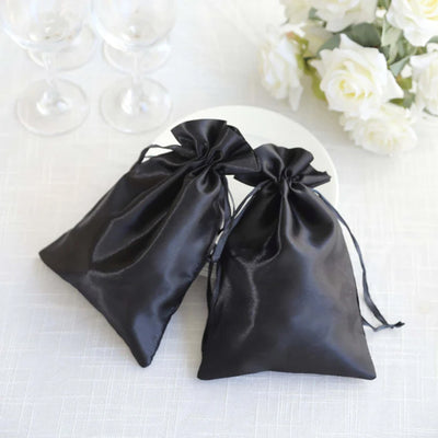 Black Satin Favor Bags for Wedding and Party Gifts