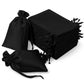 60 Pack 6"x9" Black Satin Wedding Party Favor Bags, Drawstring Pouch Gift Bags