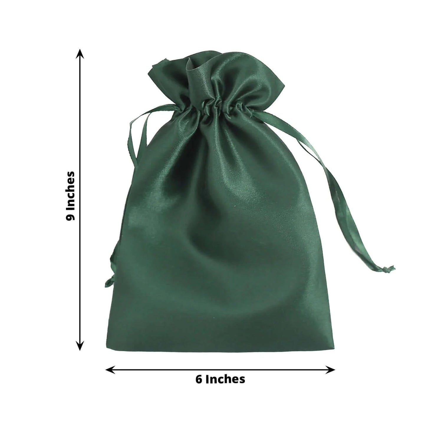60 Pack 6"x9" Hunter Emerald Green Satin Wedding Party Favor Bags, Drawstring Pouch Gift Bags