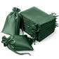 60 Pack 6"x9" Hunter Emerald Green Satin Wedding Party Favor Bags, Drawstring Pouch Gift Bags