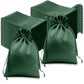 60 Pack 6"x9" Hunter Emerald Green Satin Wedding Party Favor Bags, Drawstring Pouch Gift Bags