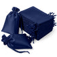 60 Pack 6"x9" Navy Blue Satin Wedding Party Favor Bags, Drawstring Pouch Gift Bags