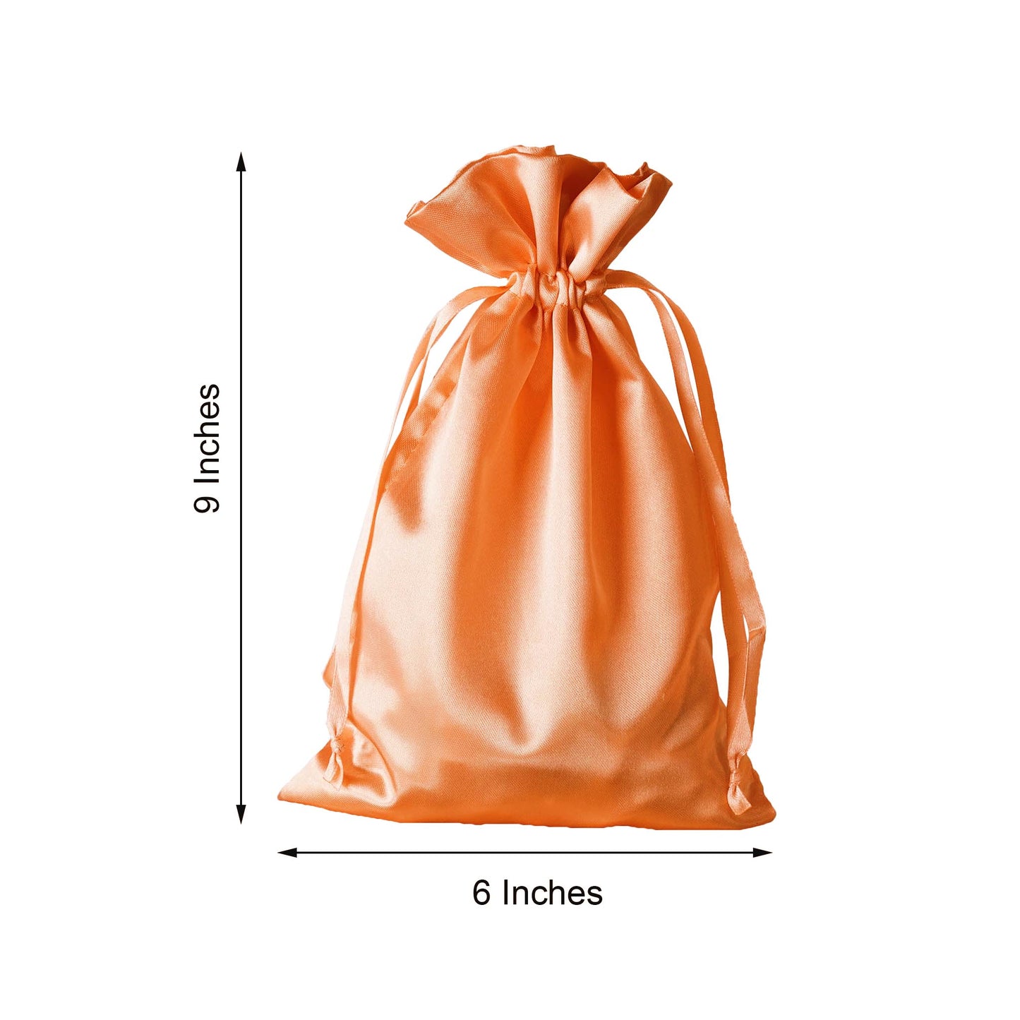 60 Pack 6"x9" Peach Satin Wedding Party Favor Bags, Drawstring Pouch Gift Bags
