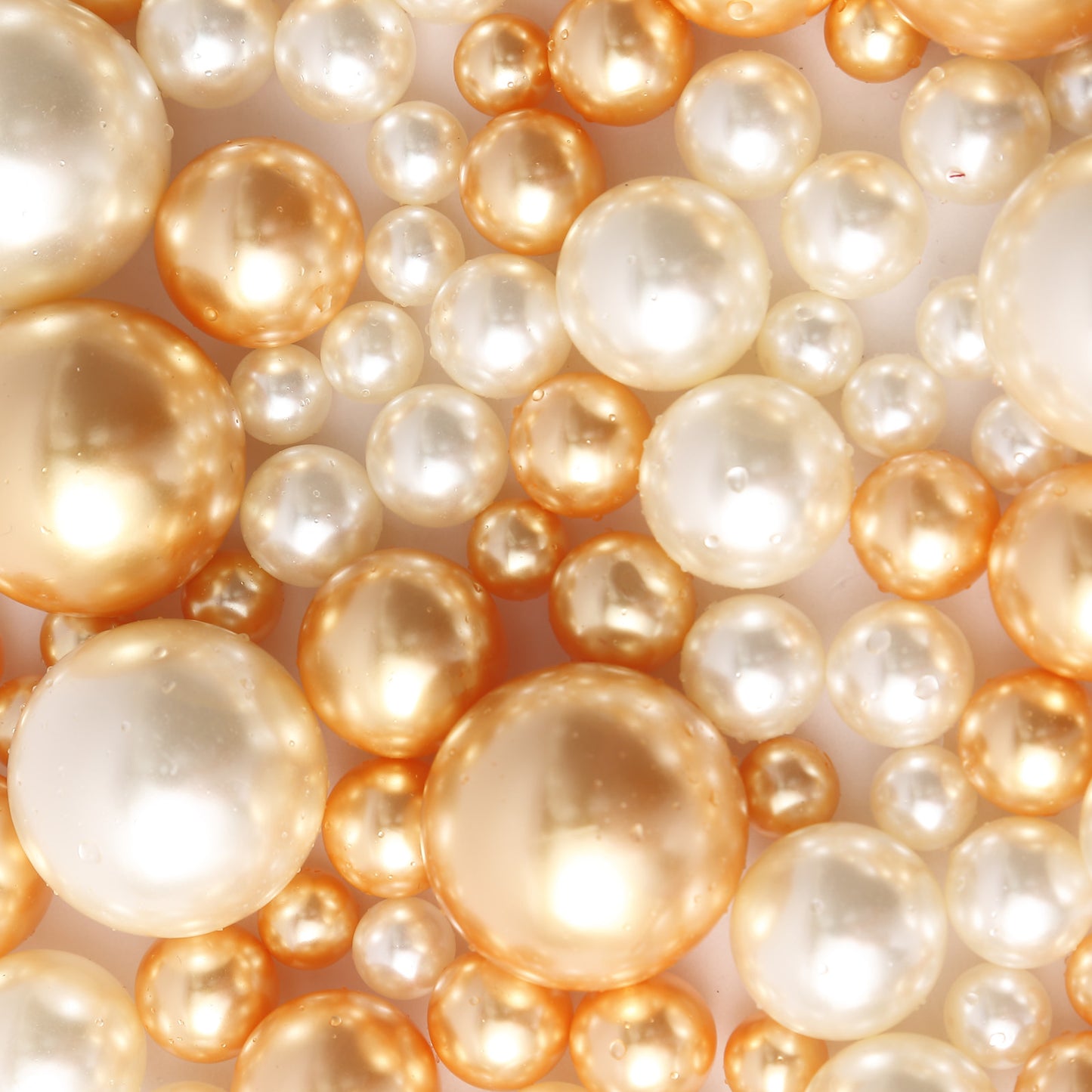 Off white and gold faux pearl beads for DIY crafts and vase fillers.