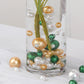 200Pcs Assorted Green, Gold and White Lustrous Faux Pearl Beads Vase Fillers, No Hole DIY Craft Bead Set