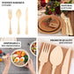 Vintage Baroque design disposable wooden utensils set, eco-friendly and biodegradable.