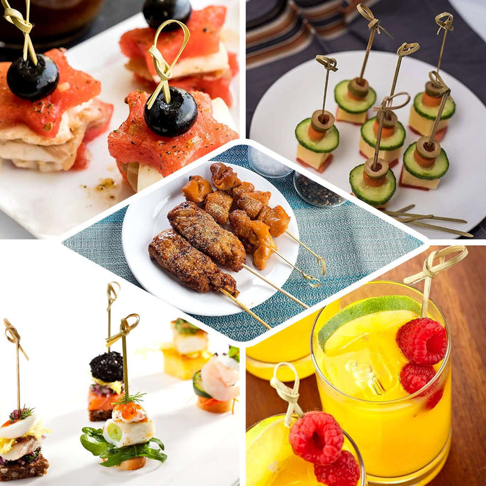 Eco-friendly bamboo cocktail sticks for parties, perfect for appetizers and drinks.