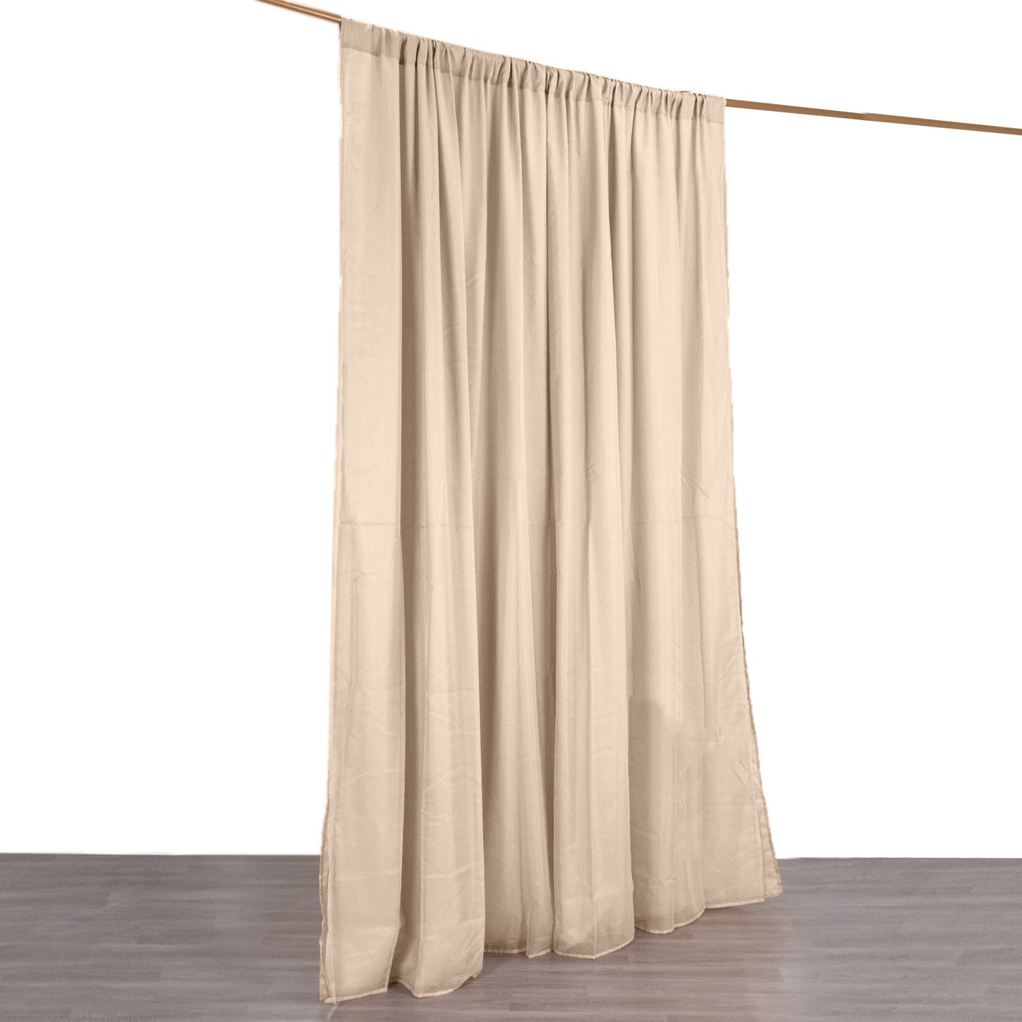 Nude chiffon polyester event curtain drapes, 10ftx10ft backdrop panels.