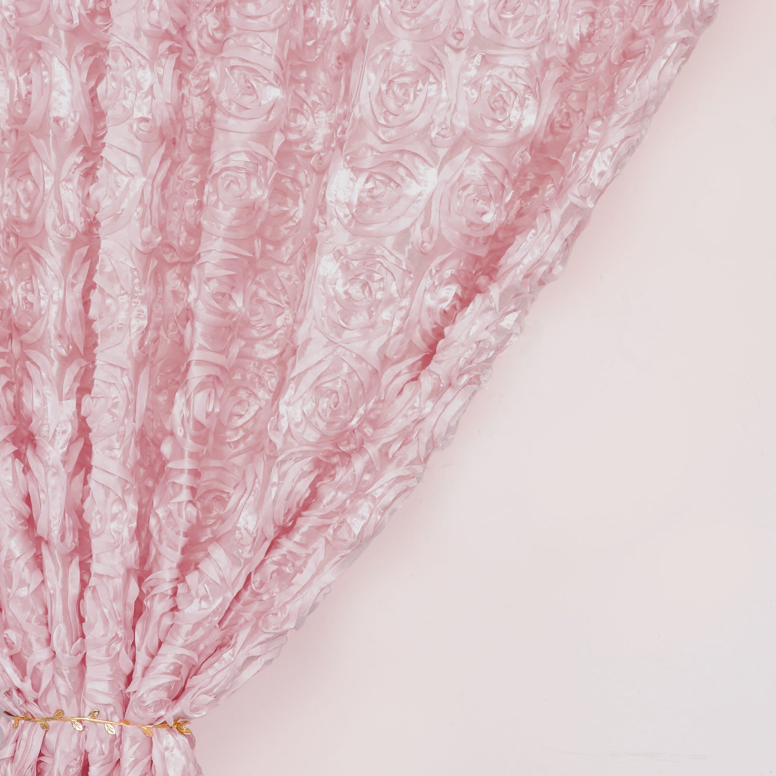 Blush Rose Gold 8 Feet x 8 Feet Satin Rosette Backdrop Drapes