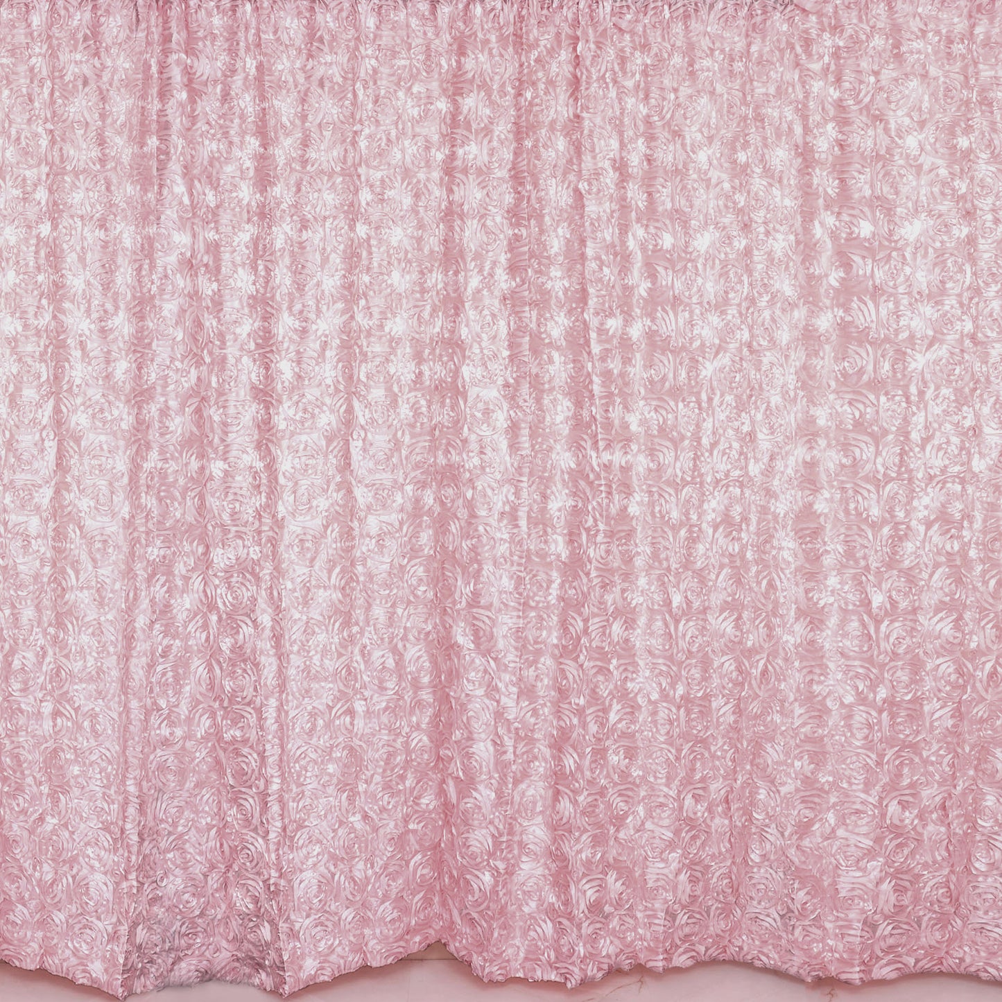 Blush Rose Gold 8 Feet x 8 Feet Satin Rosette Backdrop Drapes