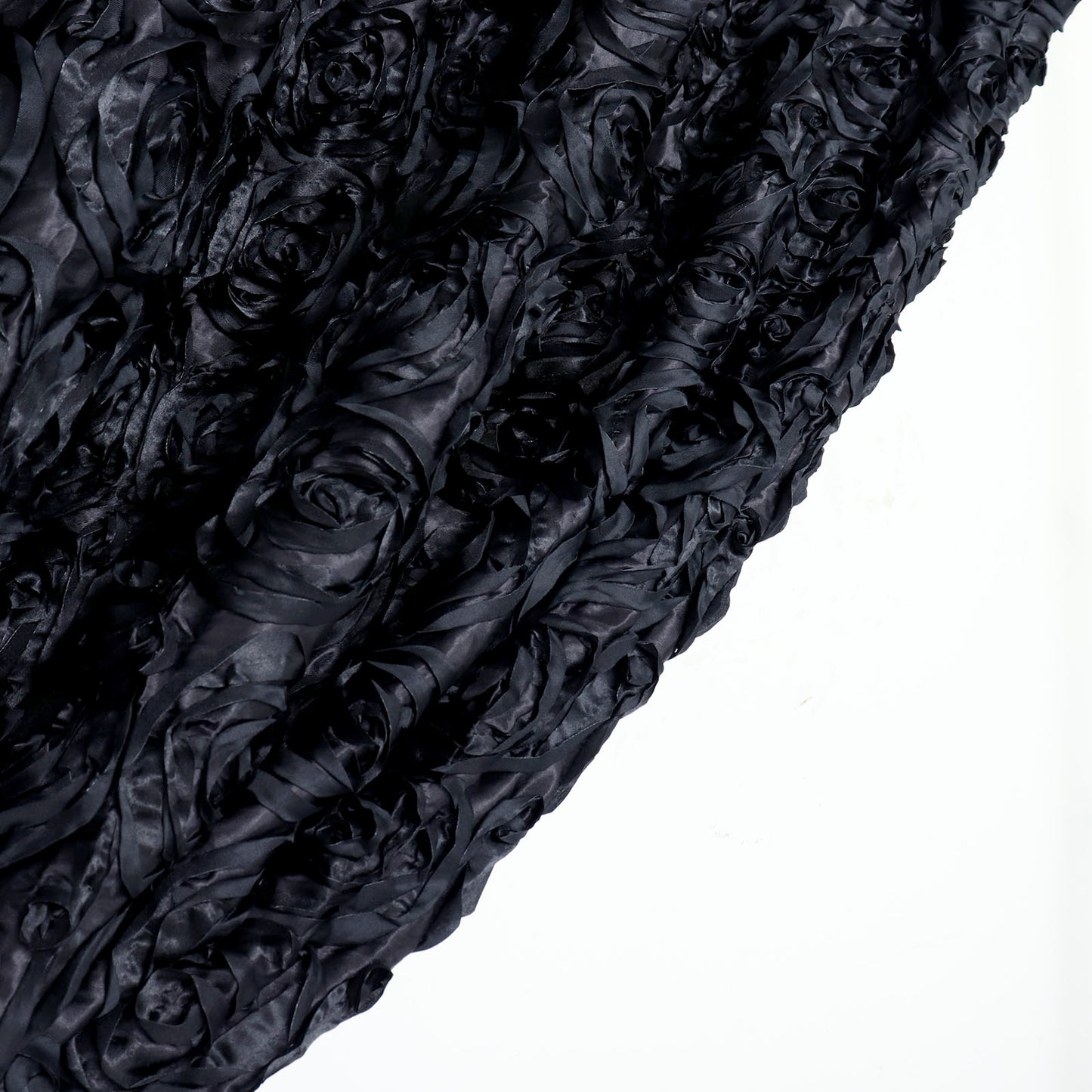Black 8 Feet x 8 Feet Satin Rosette Backdrop Drapes