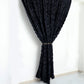 Black 8 Feet x 8 Feet Satin Rosette Backdrop Drapes