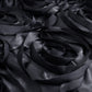 Black 8 Feet x 8 Feet Satin Rosette Backdrop Drapes