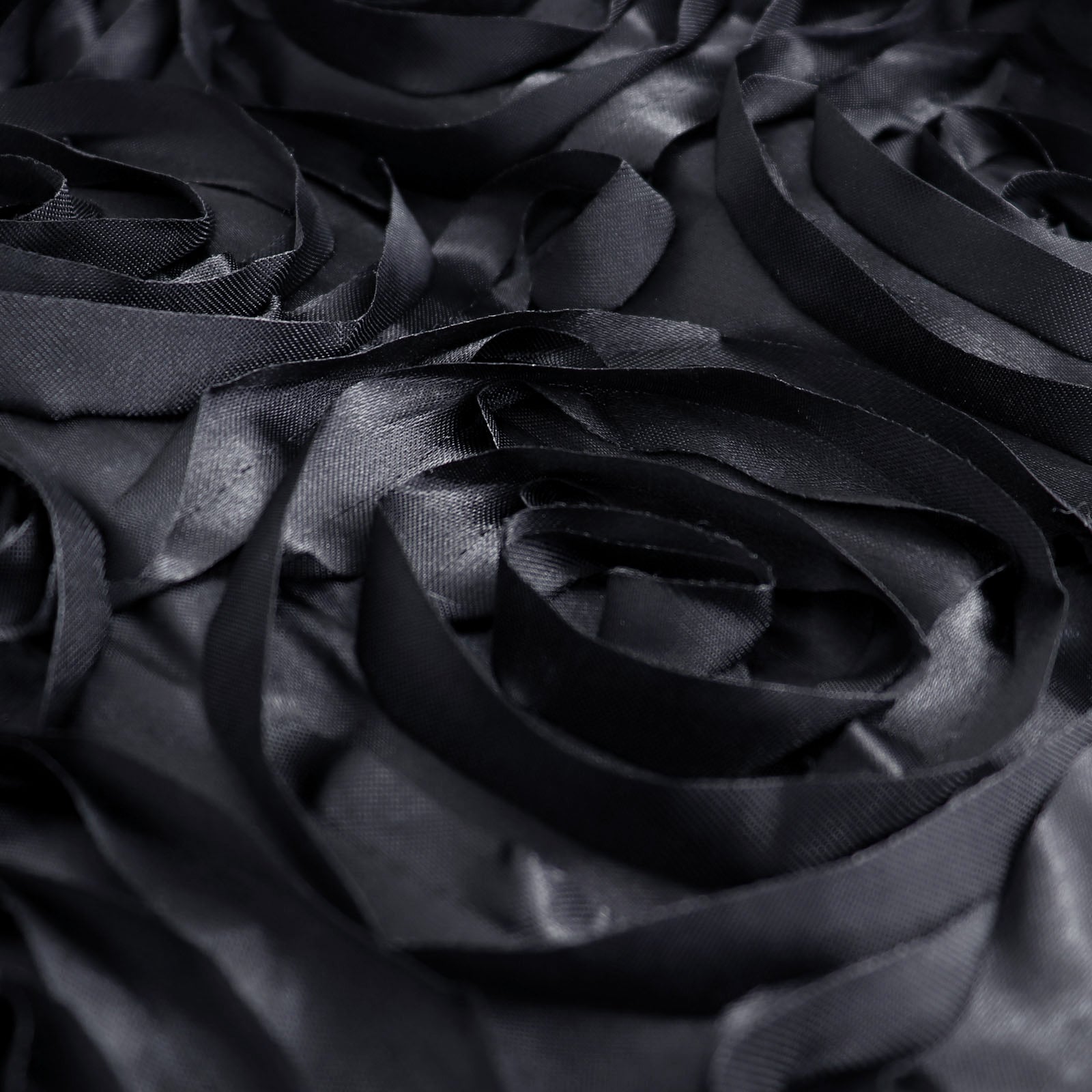 Black 8 Feet x 8 Feet Satin Rosette Backdrop Drapes
