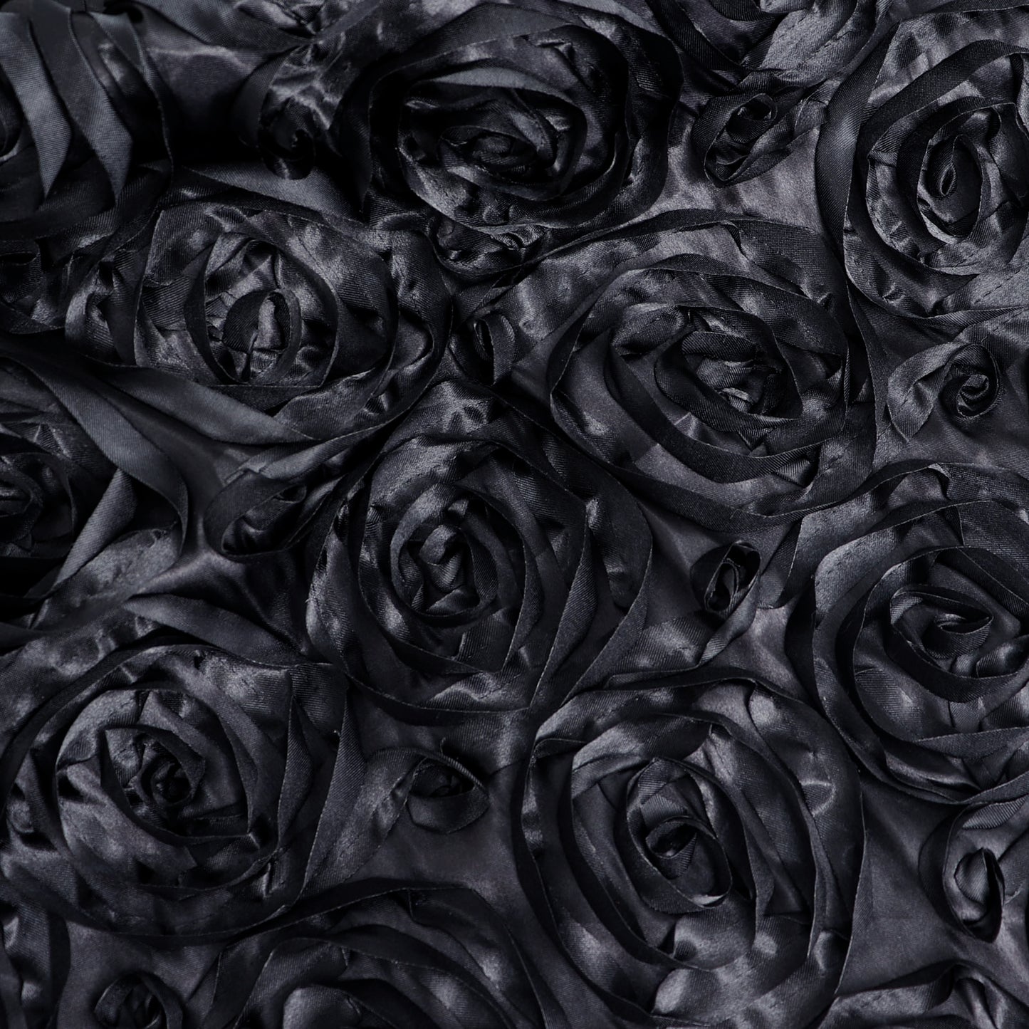 Black 8 Feet x 8 Feet Satin Rosette Backdrop Drapes
