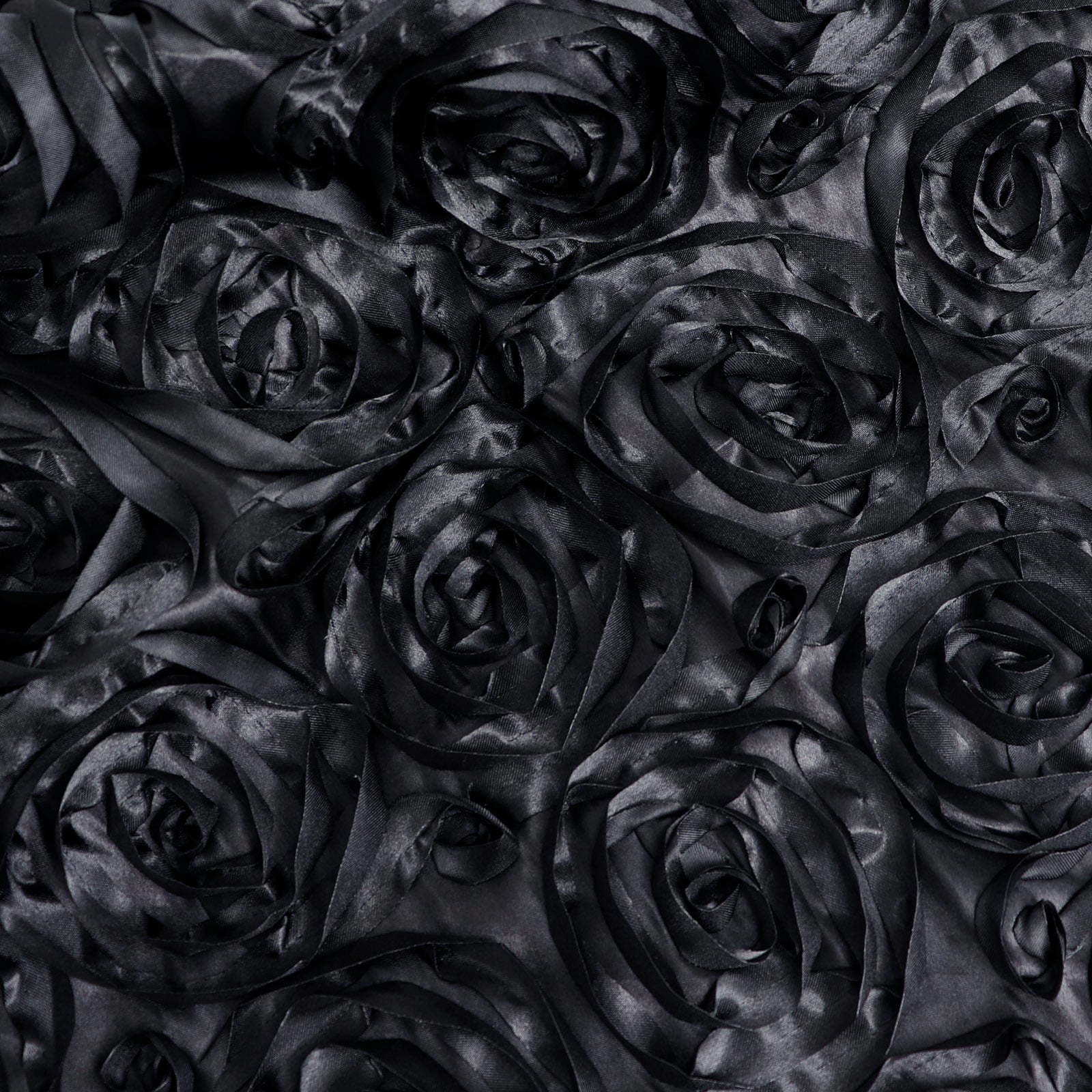 Black 8 Feet x 8 Feet Satin Rosette Backdrop Drapes