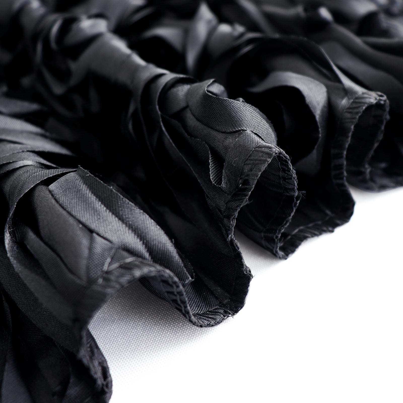 Black 8 Feet x 8 Feet Satin Rosette Backdrop Drapes
