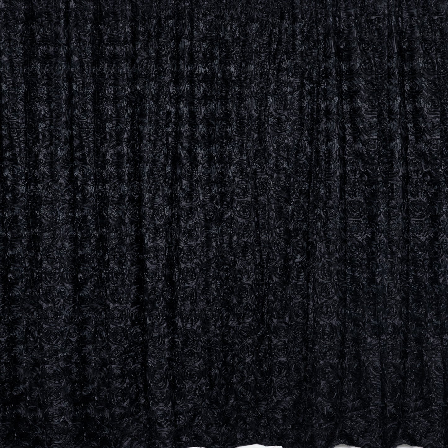 Black 8 Feet x 8 Feet Satin Rosette Backdrop Drapes