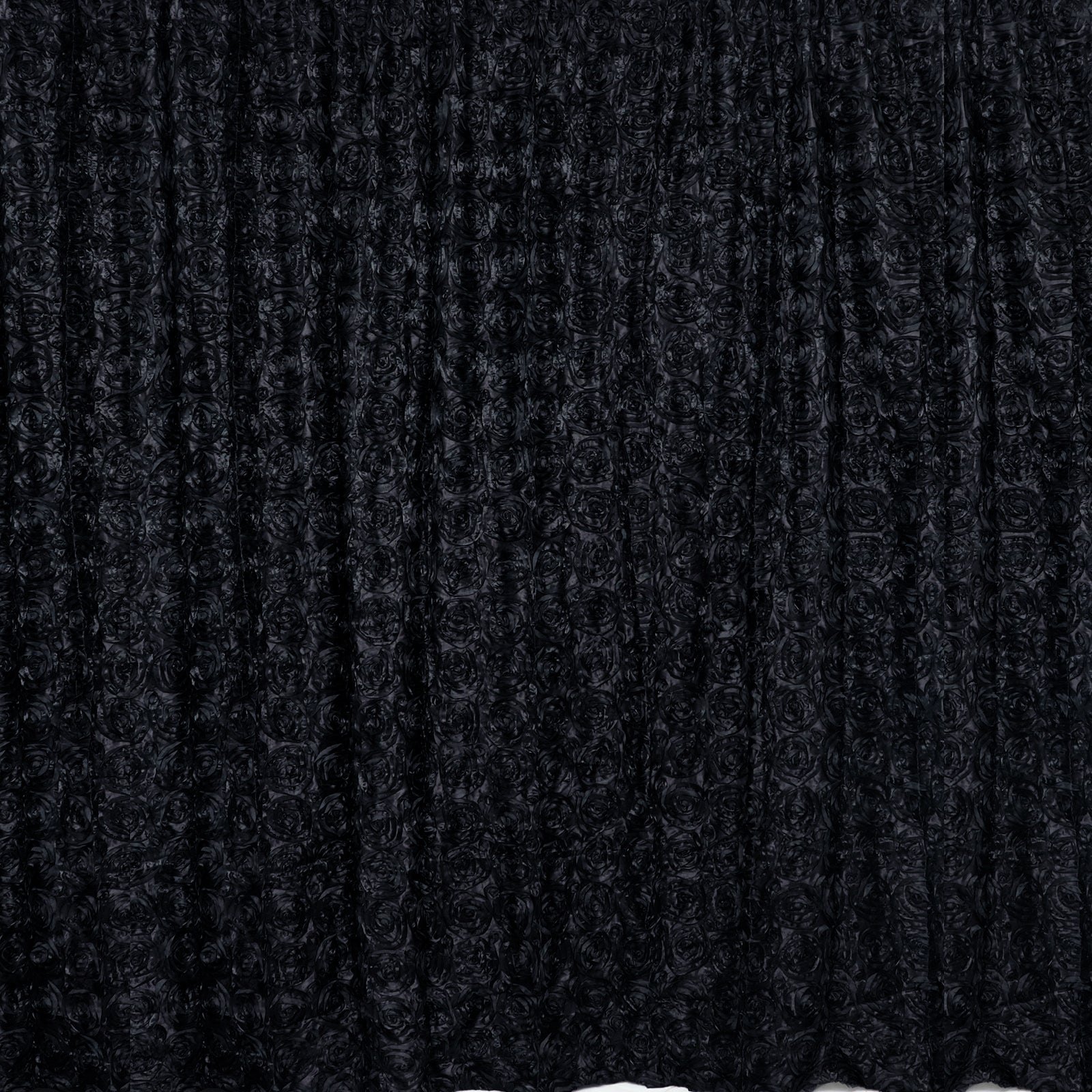 Black 8 Feet x 8 Feet Satin Rosette Backdrop Drapes