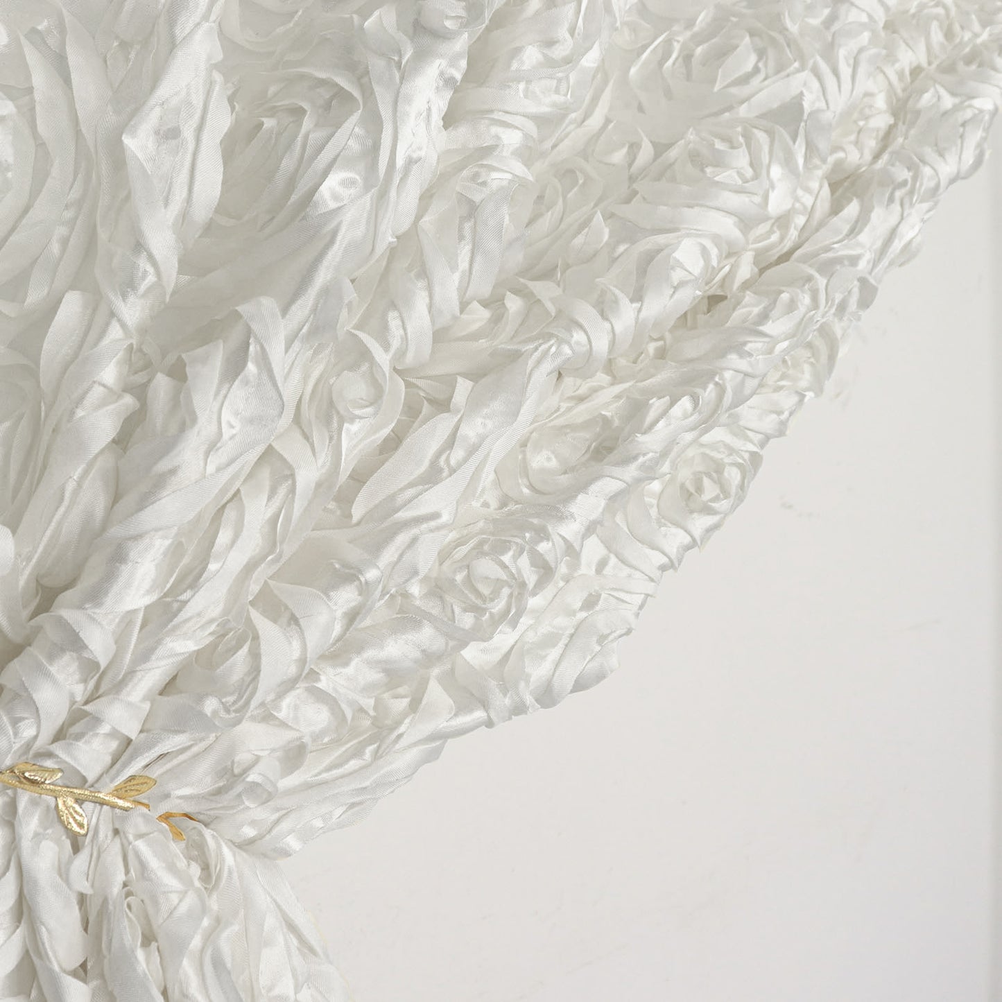 Ivory satin rosette event curtain drapes backdrop panel