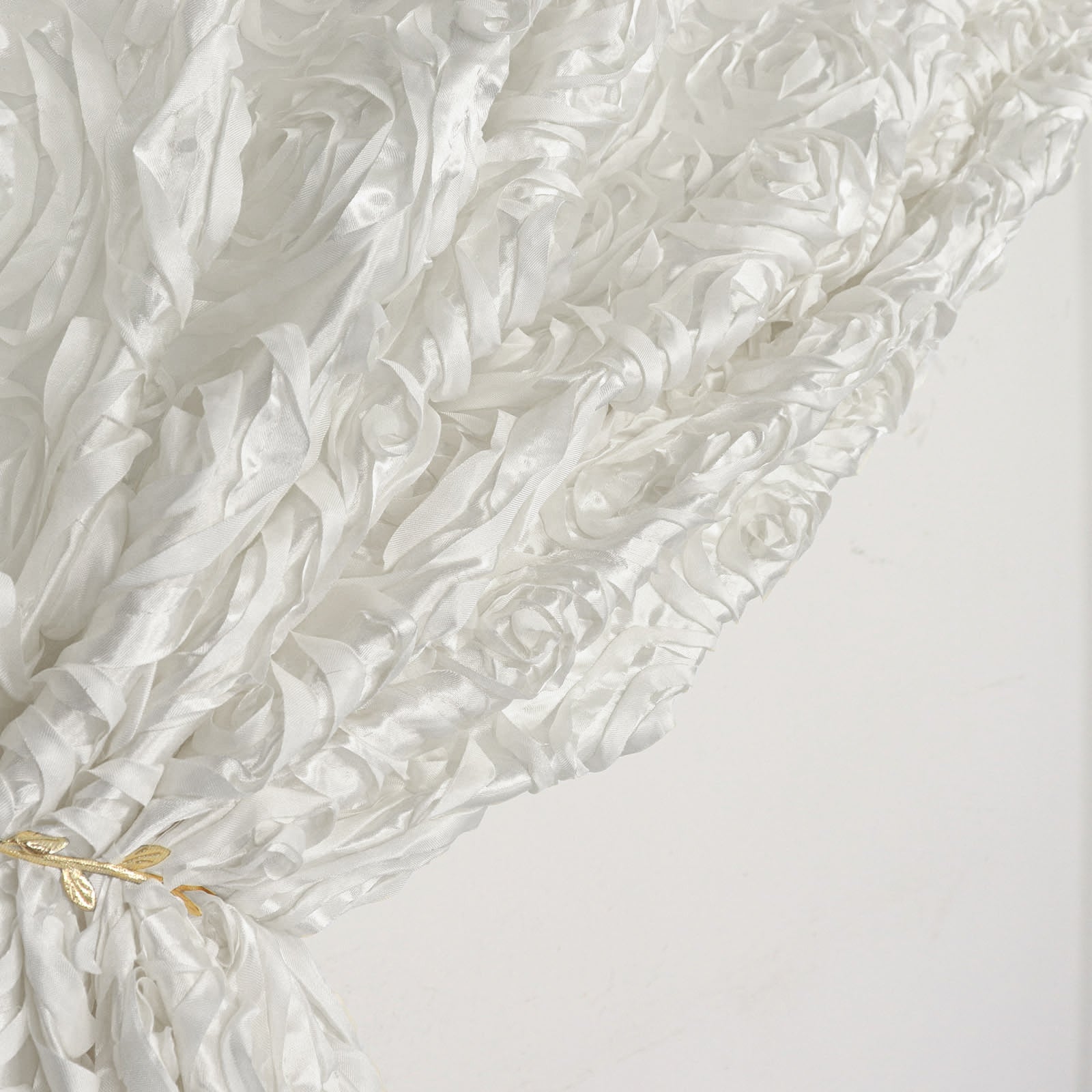 Ivory satin rosette event curtain drapes backdrop panel