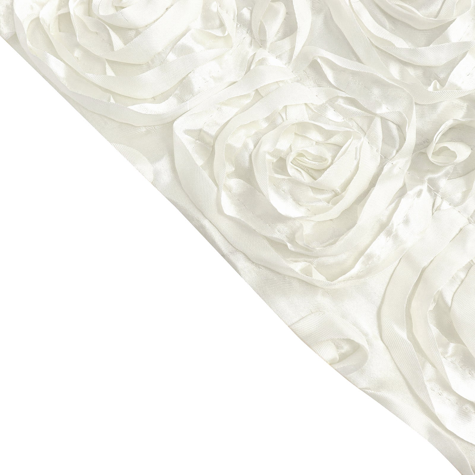 Ivory satin rosette event curtain drapes backdrop panel