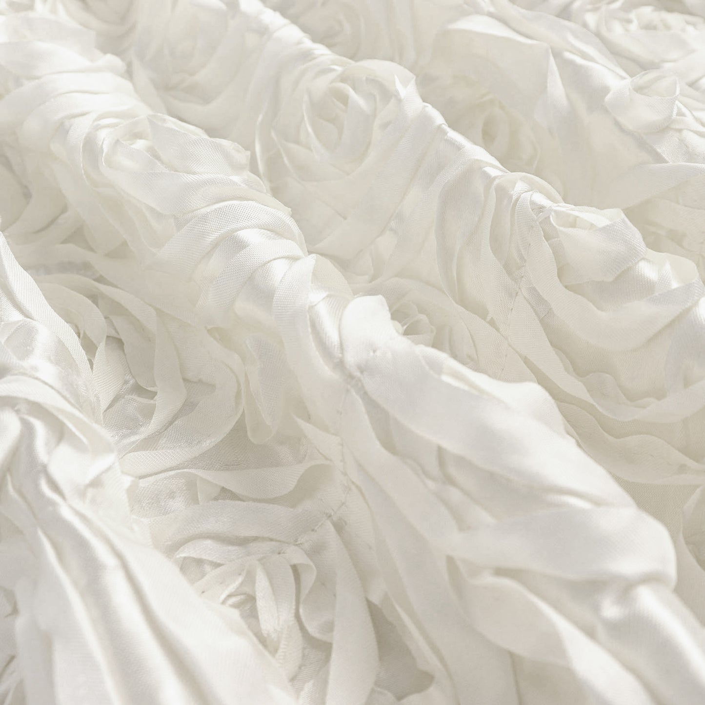 Ivory satin rosette event curtain drapes backdrop panel