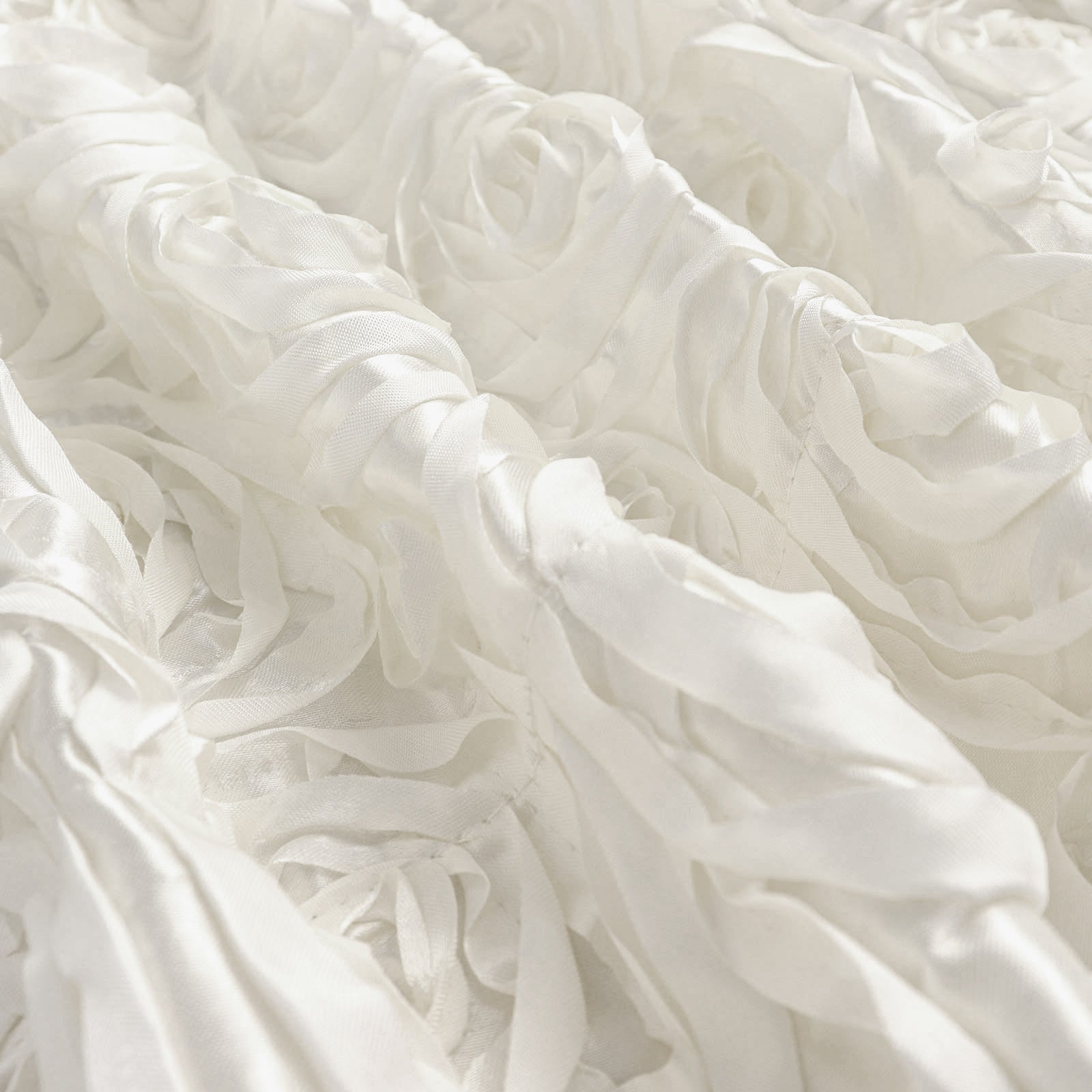 Ivory satin rosette event curtain drapes backdrop panel