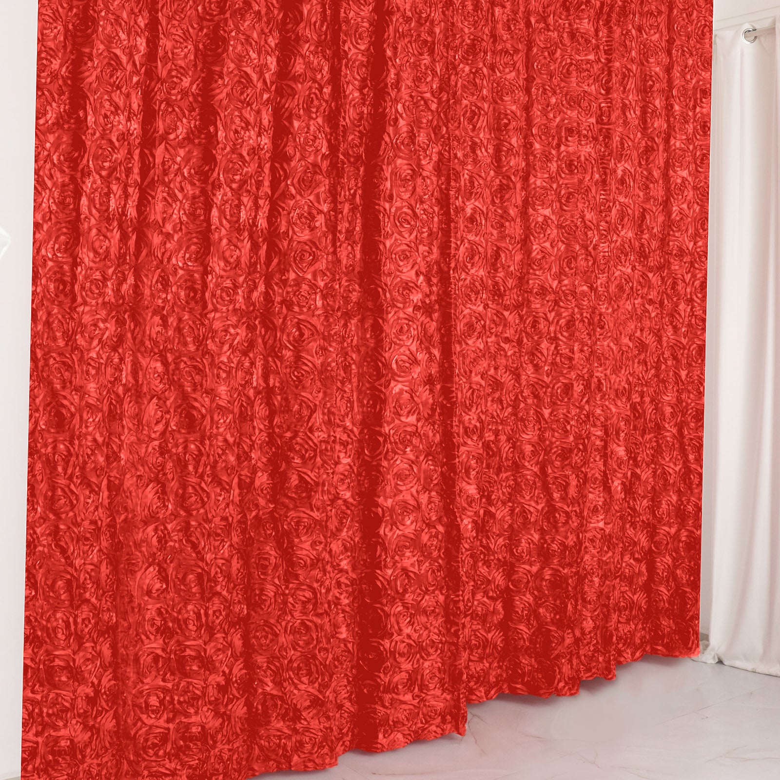8 Feet x 8 Feet Red Satin Rosette Photography Fabric Drapes