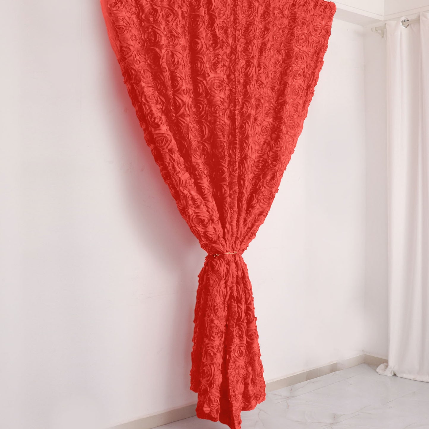 8 Feet x 8 Feet Red Satin Rosette Photography Fabric Drapes