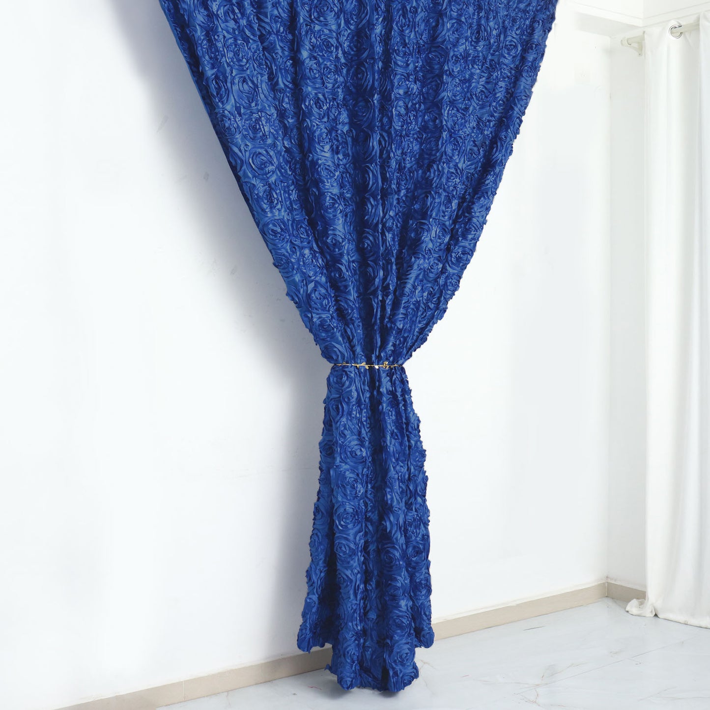 8 Feet x 8 Feet Royal Blue Satin Rosette Photography Fabric