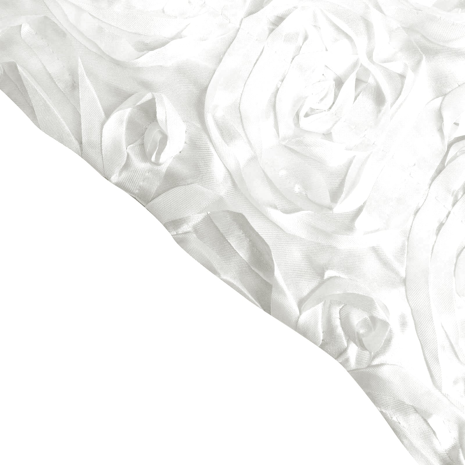 White 8 Feet x 8 Feet Satin Rosette Backdrop Drapes