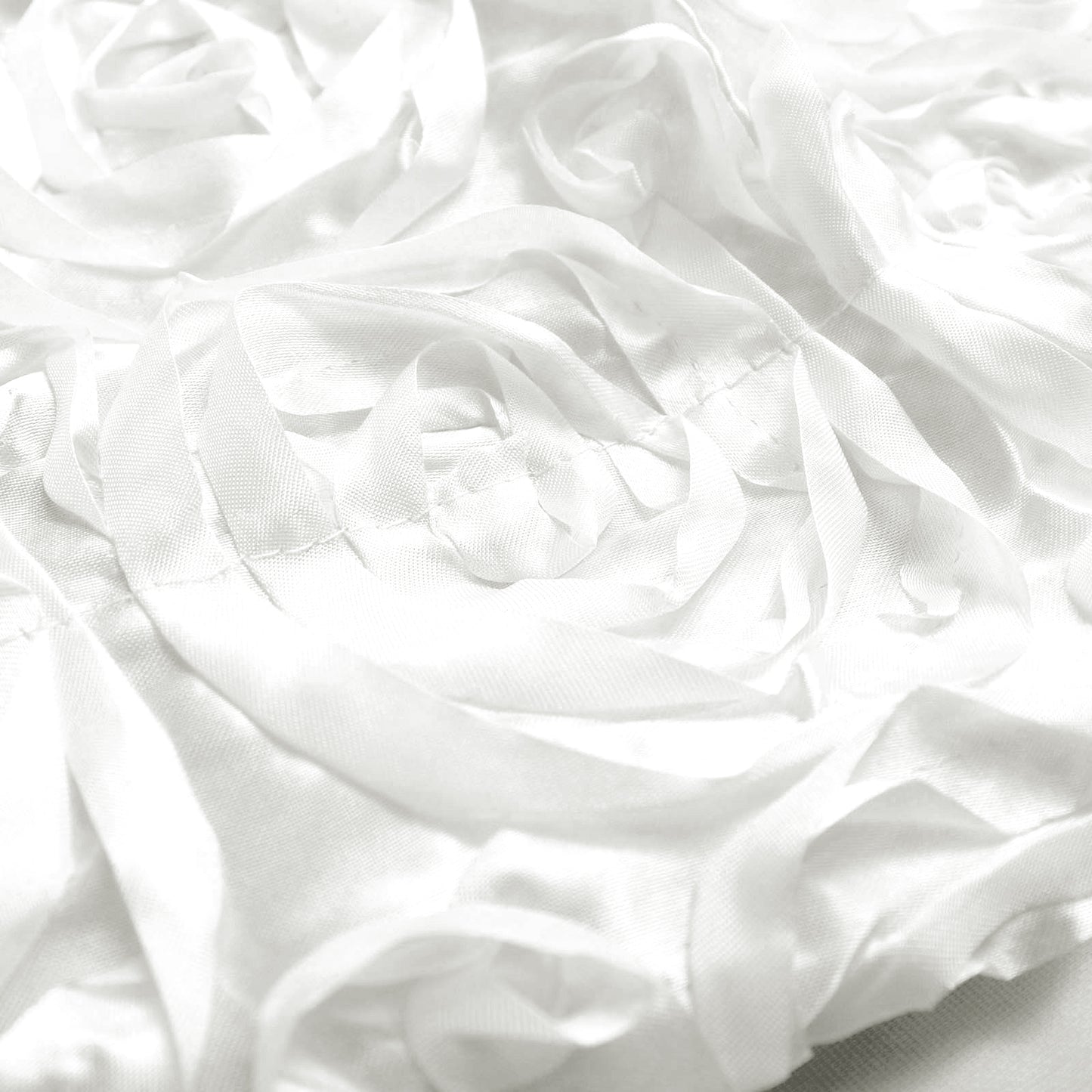 White 8 Feet x 8 Feet Satin Rosette Backdrop Drapes
