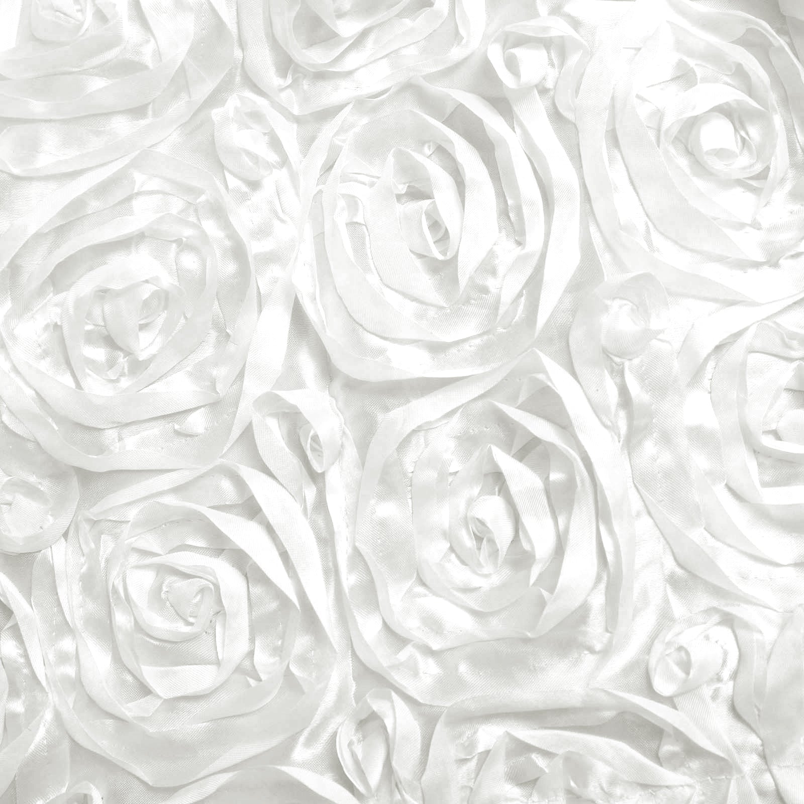 White 8 Feet x 8 Feet Satin Rosette Backdrop Drapes