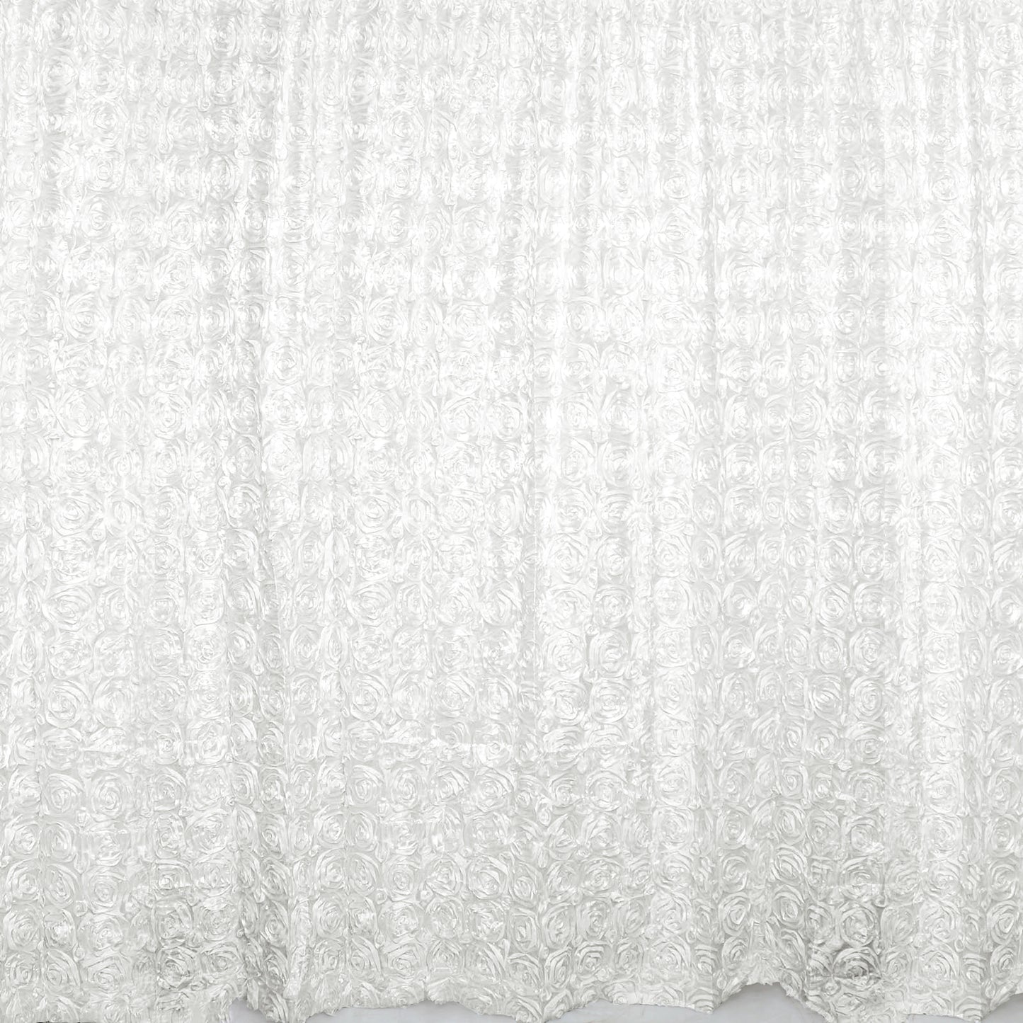 White 8 Feet x 8 Feet Satin Rosette Backdrop Drapes