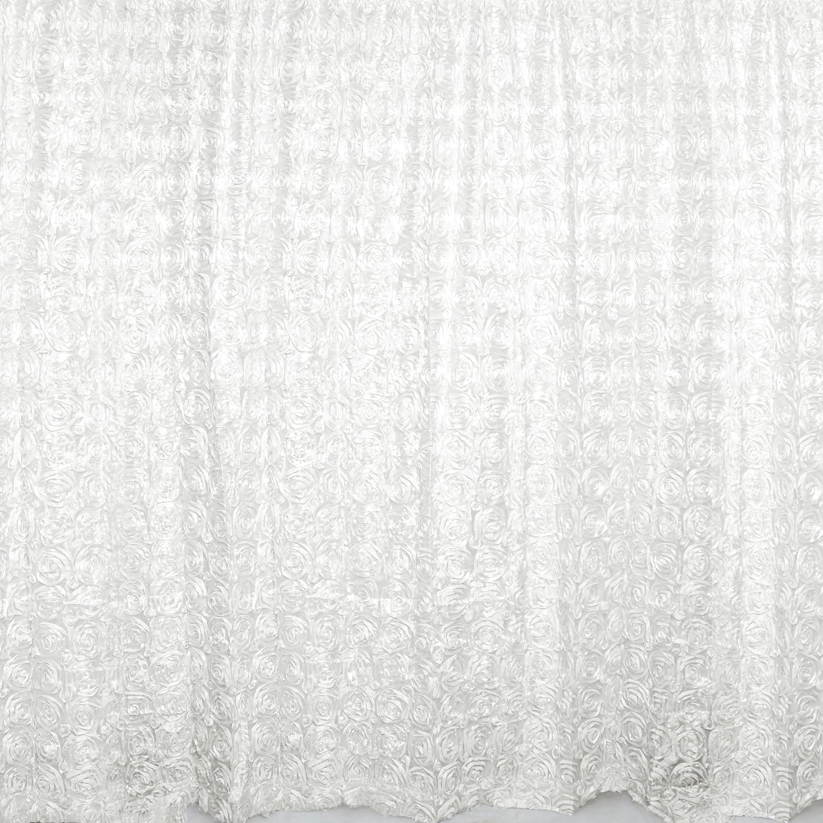 White 8 Feet x 8 Feet Satin Rosette Backdrop Drapes