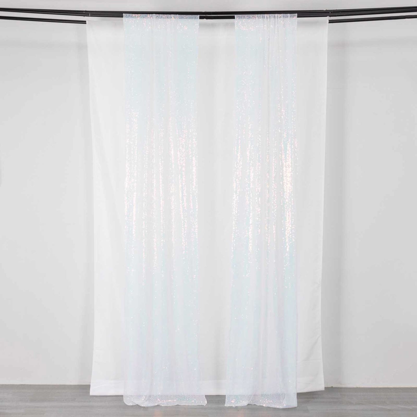 2 Pack Iridescent Blue Sequin Event Curtain Drapes with Rod Pockets, Seamless Backdrop Event Panels - 8ftx2ft