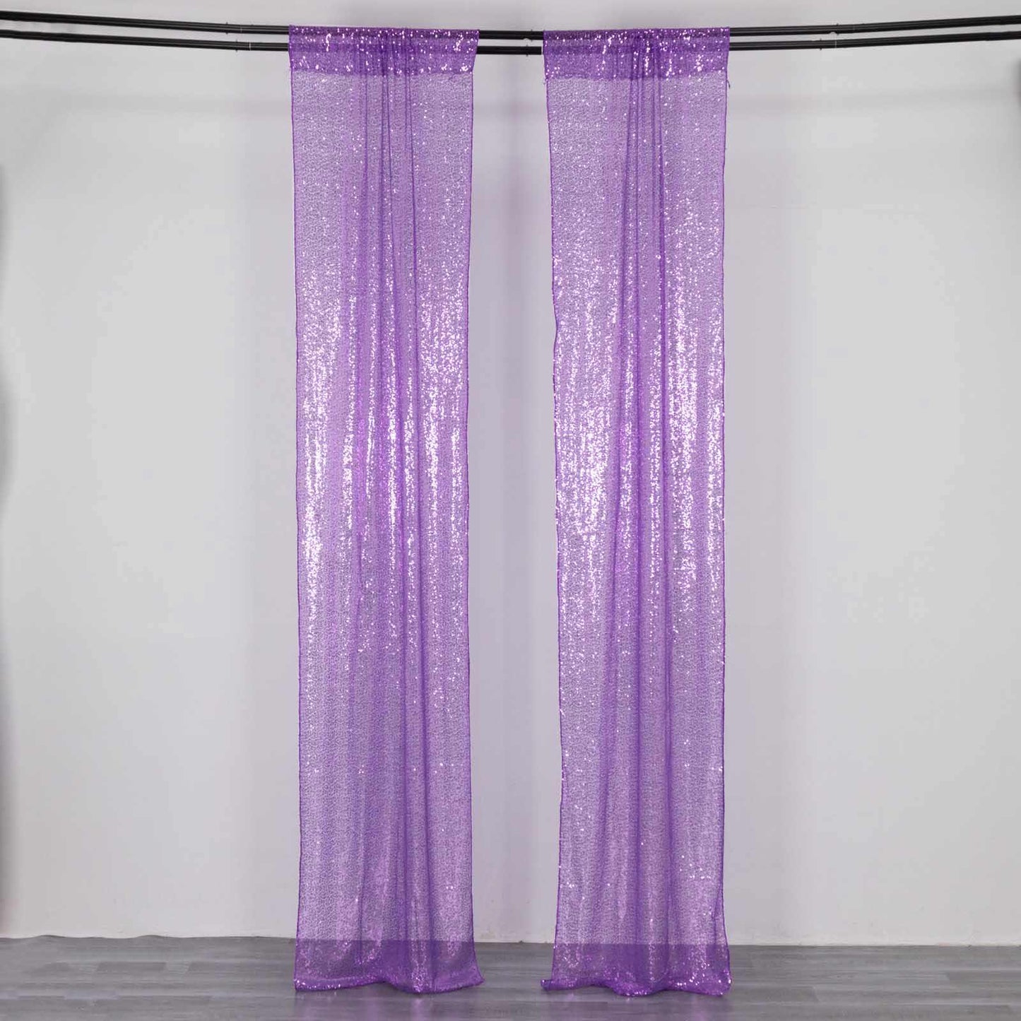 2 Pack Purple Sequin Event Curtain Drapes with Rod Pockets, Seamless Backdrop Event Panels - 8ftx2ft