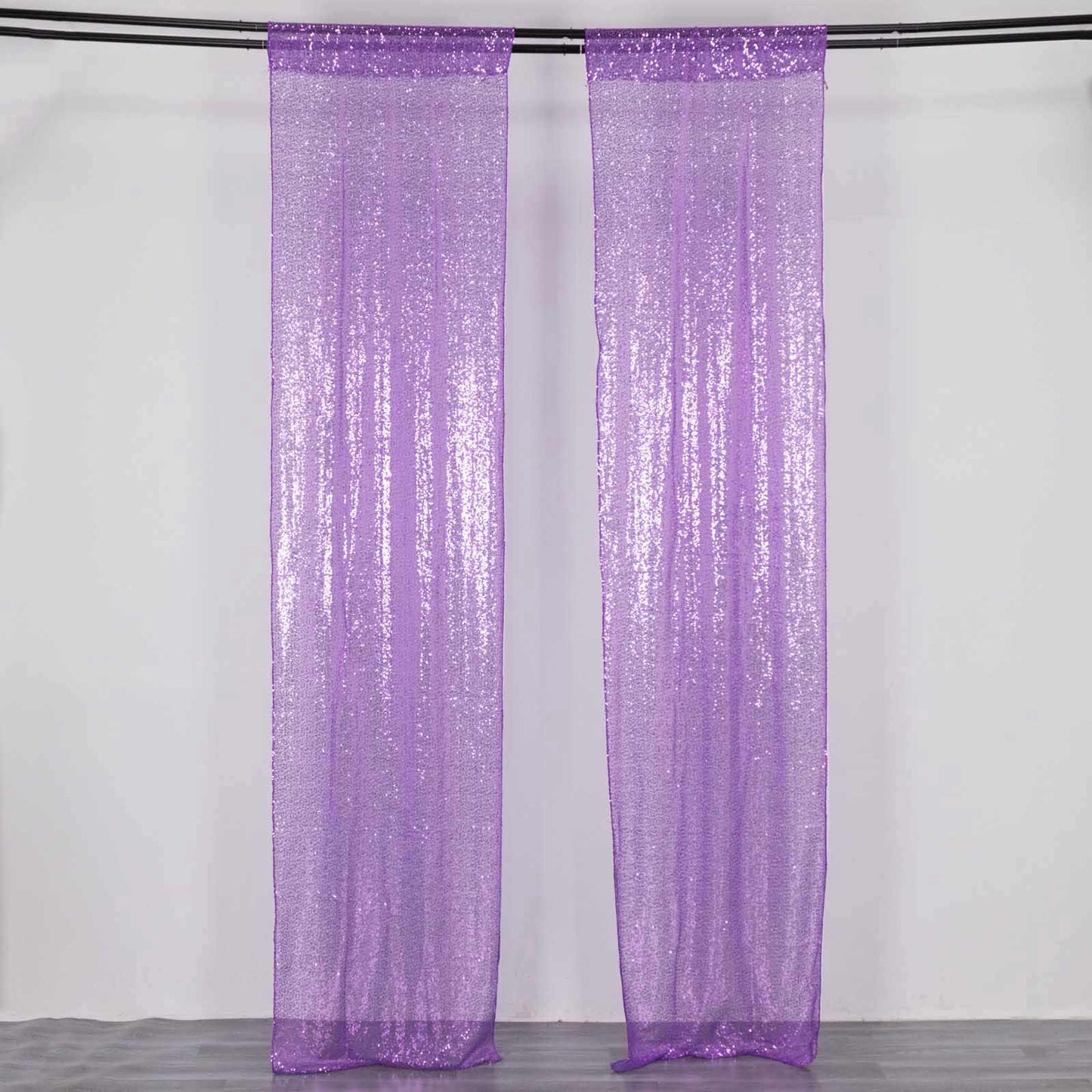 2 Pack Purple Sequin Event Curtain Drapes with Rod Pockets, Seamless Backdrop Event Panels - 8ftx2ft