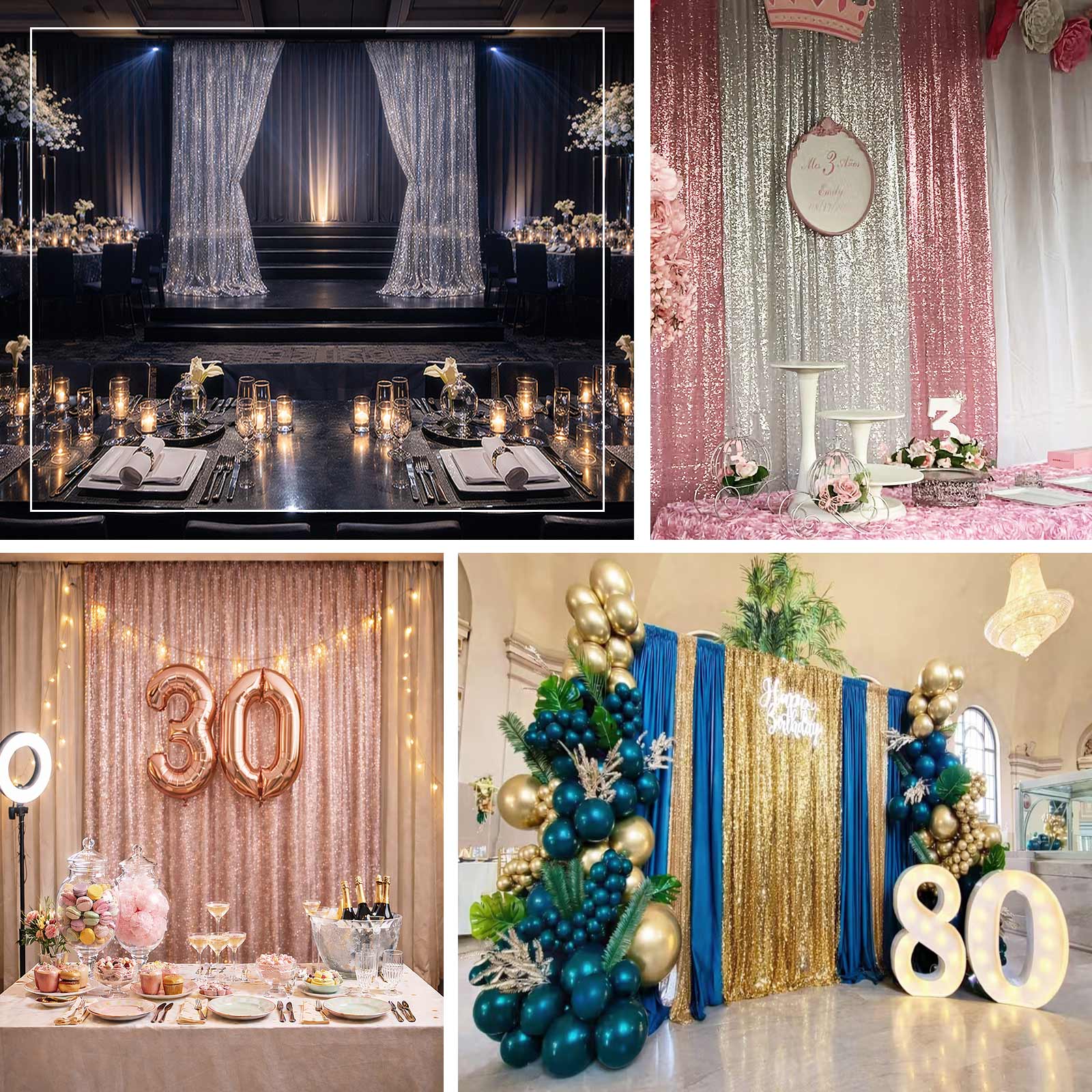 Silver sequin backdrop curtain for events and photo booths, 5ft x 12ft.
