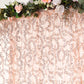 8ftx8ft Rose Gold Embroider Sequin Event Curtain Drapes, Sparkly Sheer Backdrop Event Panel With Embroidery Leaf