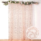 8ftx8ft Rose Gold Embroider Sequin Event Curtain Drapes, Sparkly Sheer Backdrop Event Panel With Embroidery Leaf