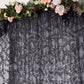 8ftx8ft Black Embroider Sequin Event Curtain Drapes, Sparkly Sheer Backdrop Event Panel With Embroidery Leaf